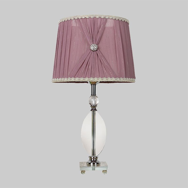 K9 Crystal Barrel Night Light Minimalism 1 Head Table Lamp in Purple with Faux-Braided Detailing