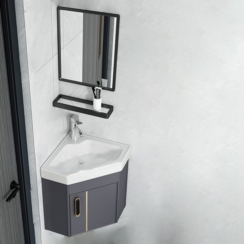 Wall Mounted Corner Bathroom Vanity Cabinet Triangular Abstract Vanity Sink