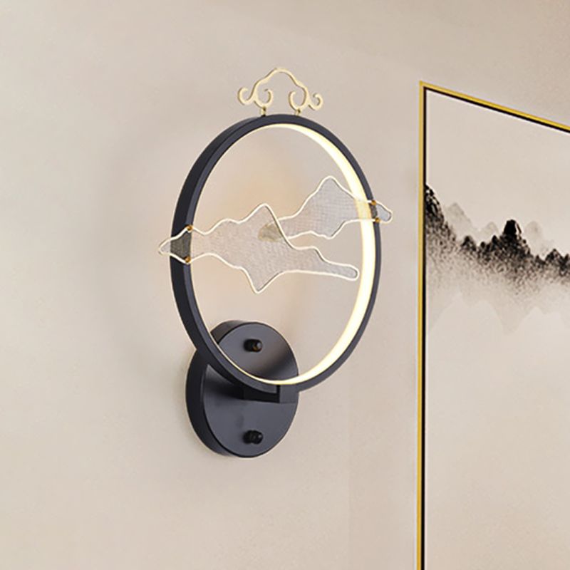 Lámpara de pared de aluminio de nube minimalista lámpara de pared LED integrada lámpara de luz en negro para sala de estar
