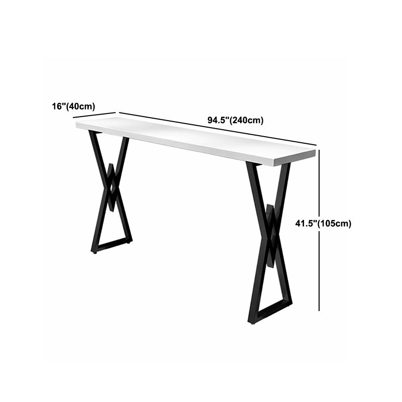 White Solid Wood Top Bar Table Industrial Bistro Table with Black Metal Frame