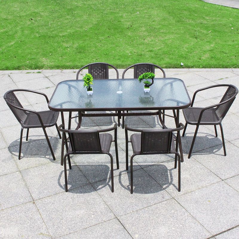 Black Metal Outdoor Chair Contemporary Armchair Stacking Outdoor Bistro Chair