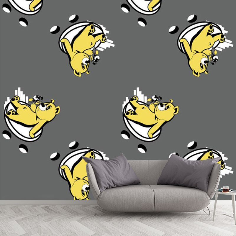 Pastel Color Bear Wall Murals Decal for Home Decor Cartoon Style Boys Bedroom Wall Art