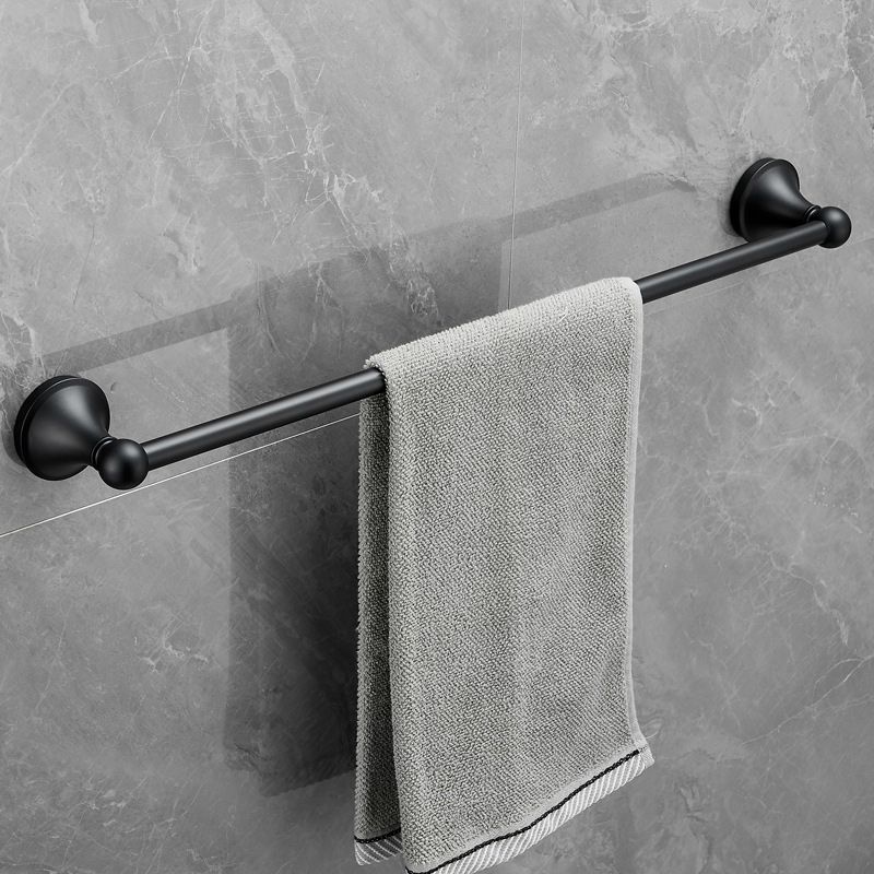 6-Piece Modern Bath Hardware Set in Stainless Steel Matte Black Robe Hooks/Towel Ring Bar