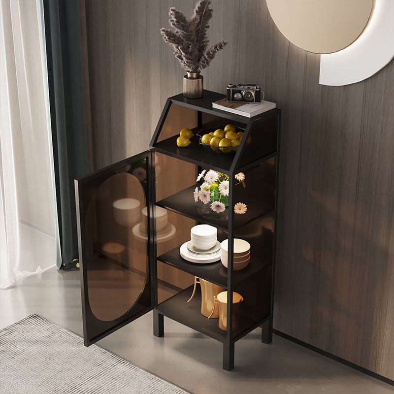 Modern Curio Cabinet Metal Glass Doors Buffet Cabinet for Living Room