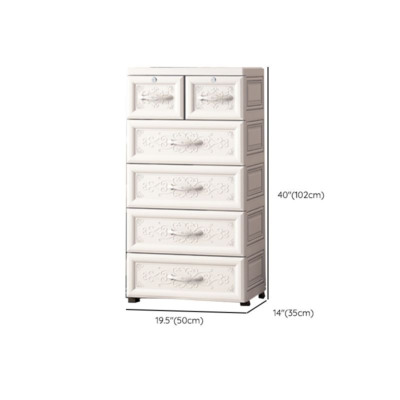 Scandinavian Kids Nightstand Plastic Nursery Dresser with 6/5 Drawers