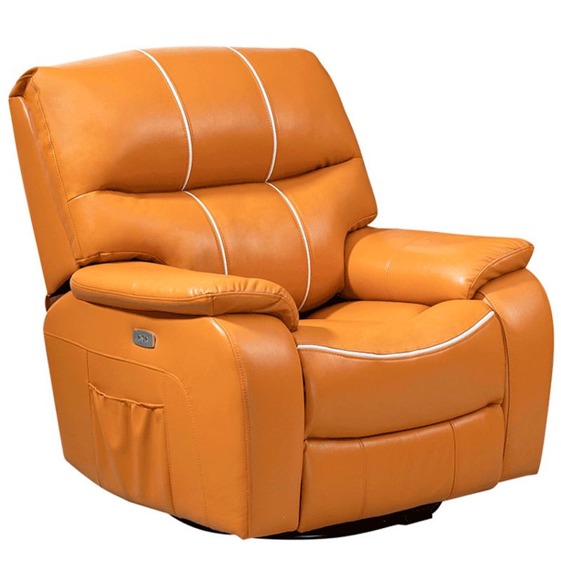 Swivel Rocker Standard Recliner Solid Color Leather Recliner Chair