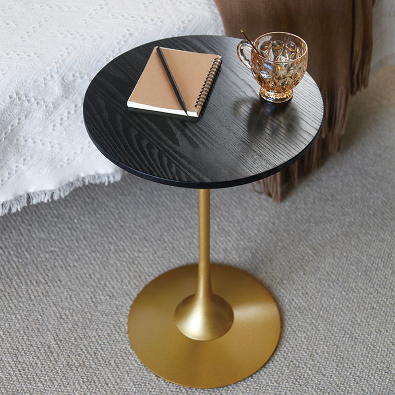 Pedestal Metal End Table Black/ Brown Round Wood Side End Table