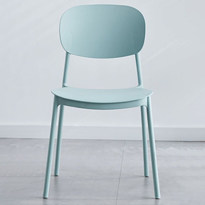 Contemporary Stackable Chairs Open Back Kitchen Armless Chairs with Plastic Legs