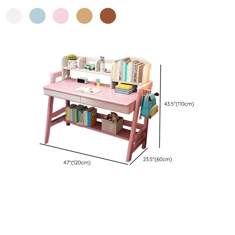 Solid Wood Writing Desk 23.6"W Adjustable Child Desk with Drawer