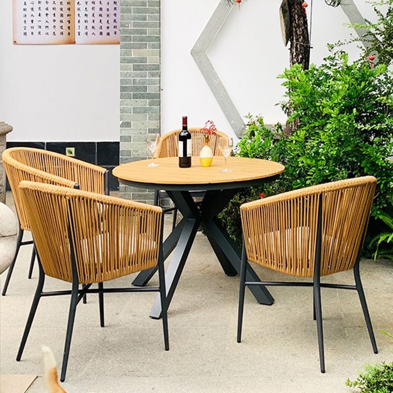 Modern Artificial Wood Courtyard Table Geometric Outdoor Table