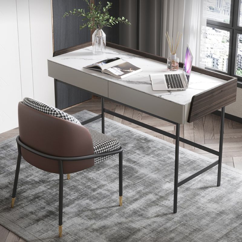 Modern Office Task Desk Rectangular Shape Grey Writing Desk with 4 Legs