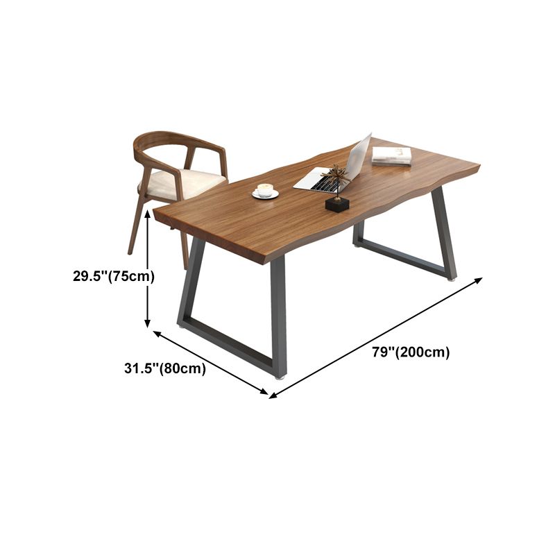 Contemporary Style Office Desk Solid Wood Brown Meeting Writing Desk