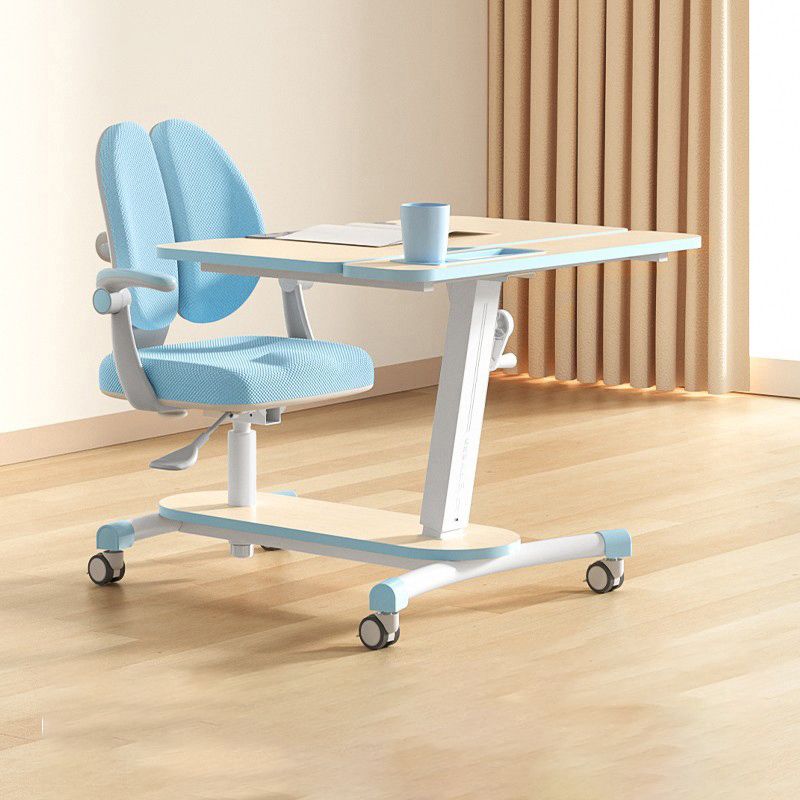 Solid Wood Study Desk Ergonomic Home Desk and Chair with Casters