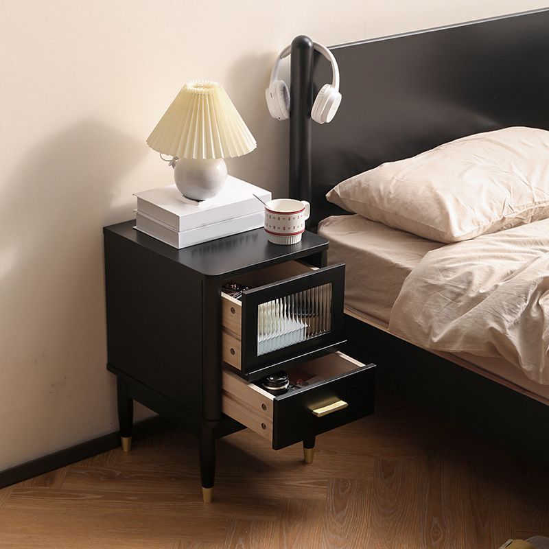 Contemporary Accent Table Nightstand Solid Wood Night Table with Drawer