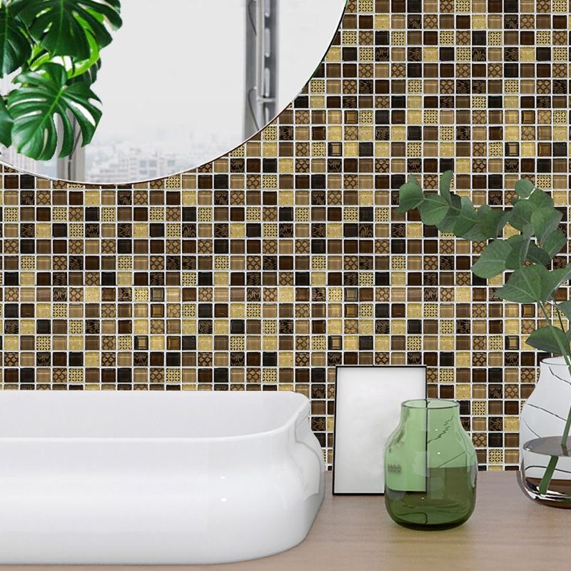 Black-Yellow Modern Wallpaper Panel Set 9.7-sq ft Mosaics Adhesive Wall Art for Restroom