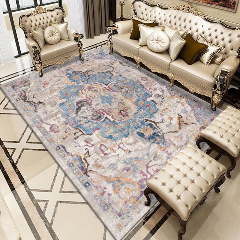 Traditional Home Decoration Area Rug Ethnic Print Carpet Polyester Pet Friendly Indoor Carpet