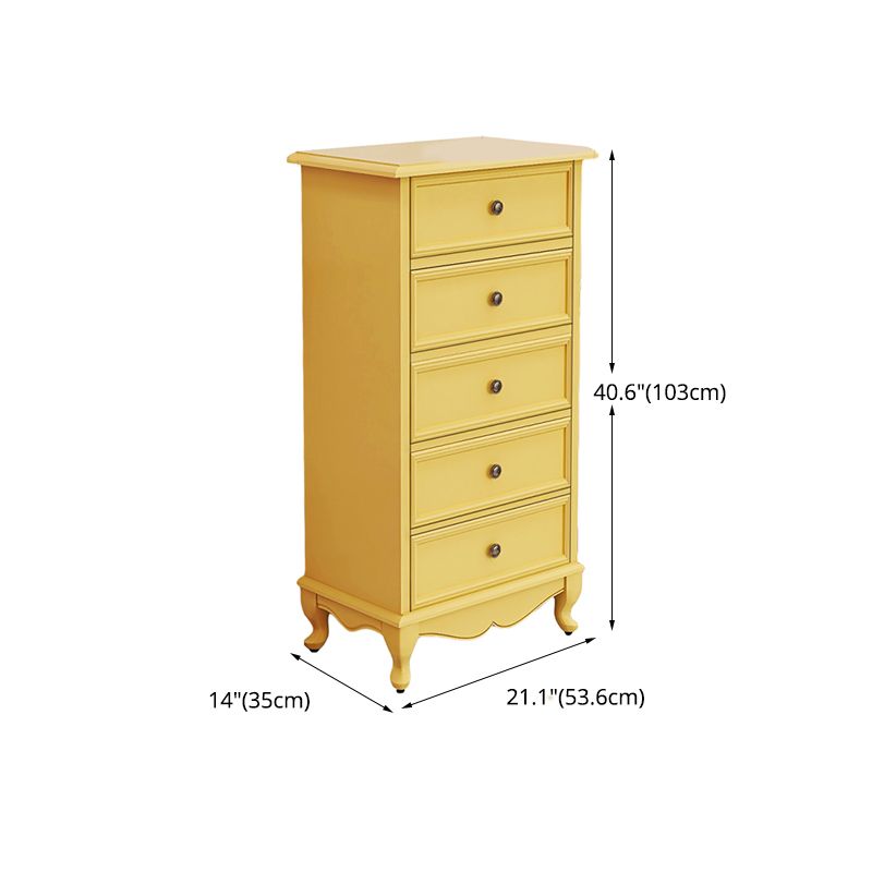 Yellow Lingerie Chest Modern Vertical Storage Chest with Drawers for Bedroom