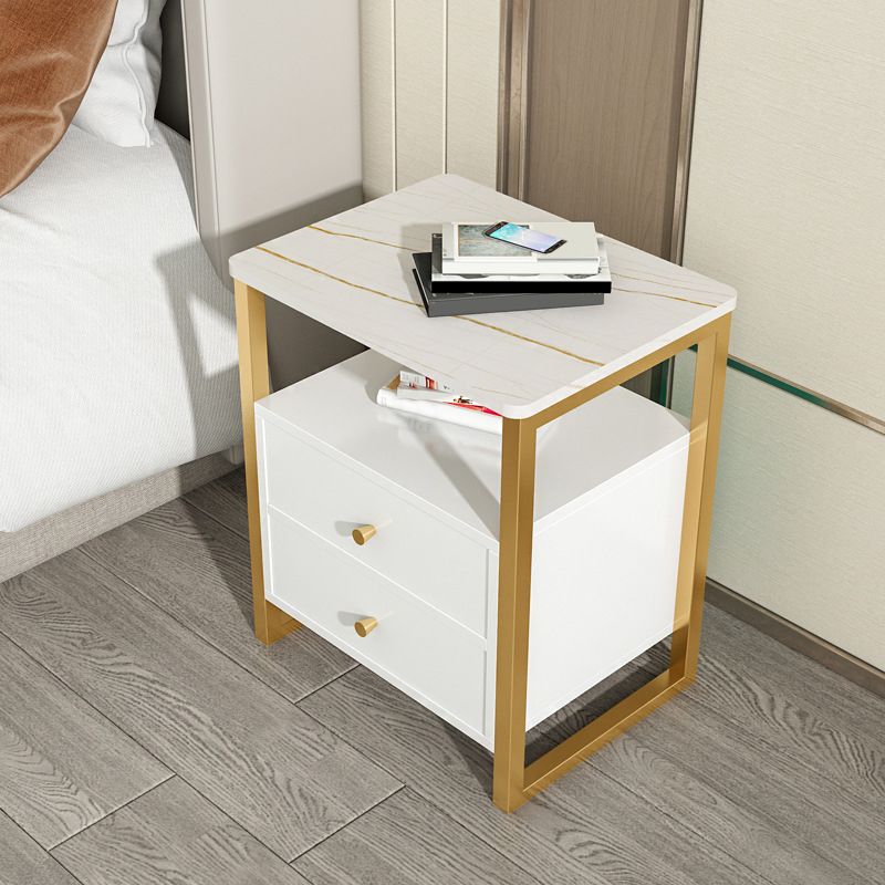 Stone Bed Nightstand Glam Accent Table Nightstand for Bedroom