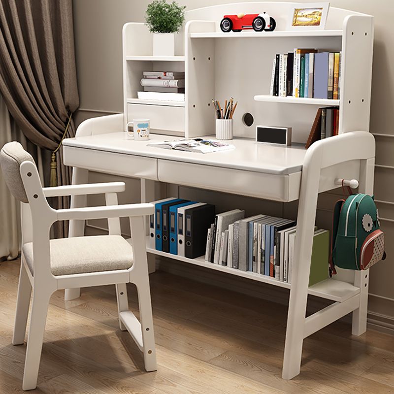 Writing Desk Adjustable Kids Desk with 2 Drawers and Shelves Kids Desk