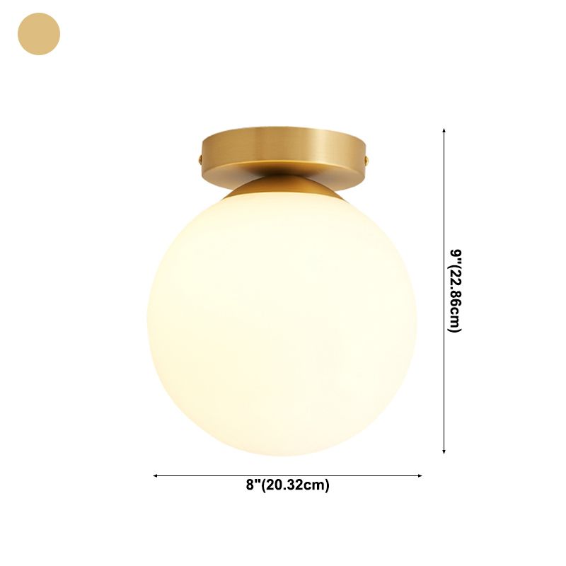 Modern Simple Spherical Shape Ceiling Lamp Copper 1 Light Flush Mount for Aisle