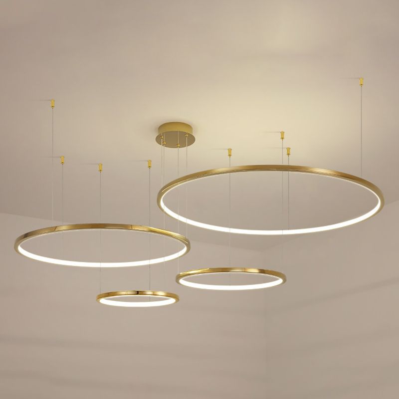 Stainless Steel Golden Chandelier Light Circle Simple Chandelier Lamp