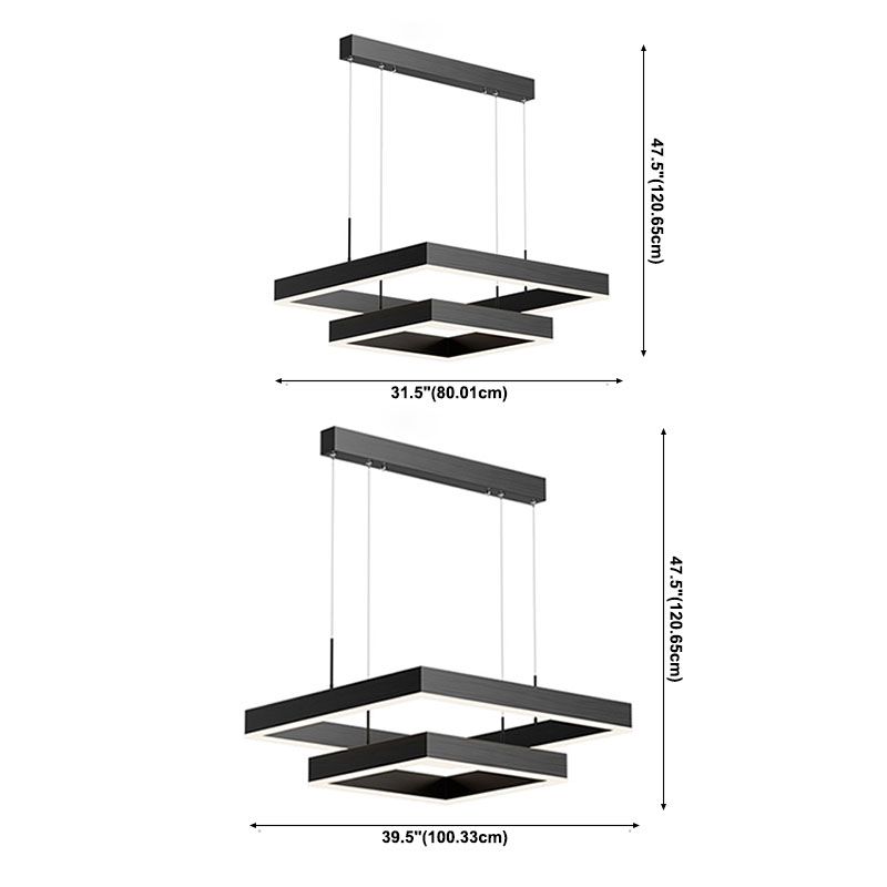 Plusieurs carrés suspendus suspendus lustres à LED modernes lustres en métal