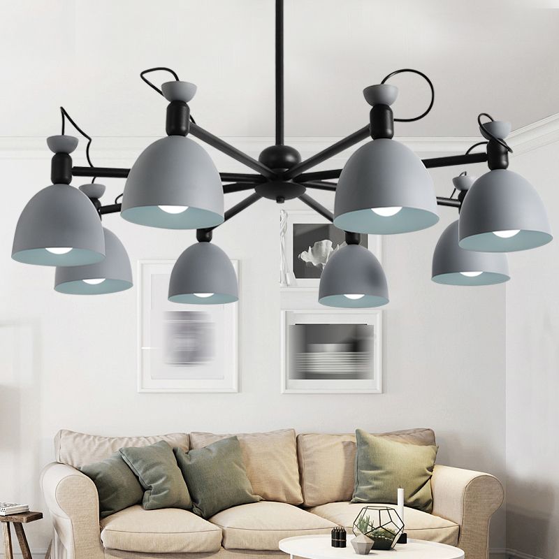 Multi Light Bowl Branch Hanging Lights Modern Macaron Style Metal Hanging Lighting