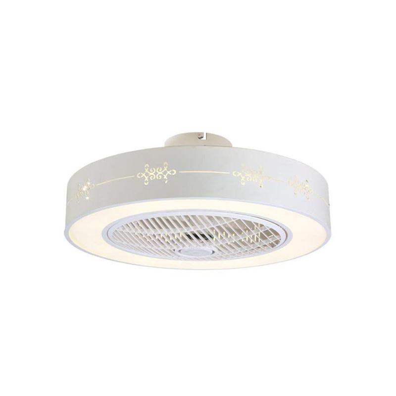 Ventilateur de salon de tambour 8 "de haut Light Metal contemporain LED Blanc 3 lames semi-flush Mount Lighting Fixture