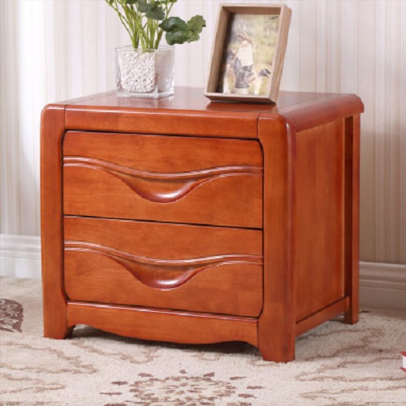 2 Drawers Accent Table Nightstand 19.68" Tall Contemporary Bed Nightstand