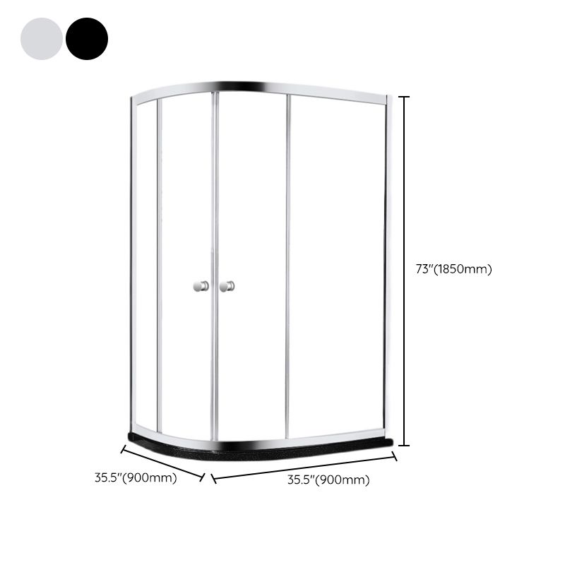 Rounded Shower Stall Semi-Frameless Corner Shower Stall with Tempered Glass