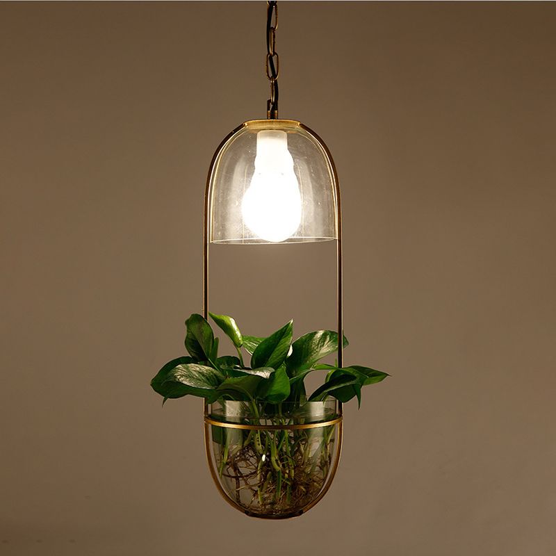 Industrial Ceiling Pendant Glass Plant Light Creative Coffee Shop Restaurant Light (Without Plants)