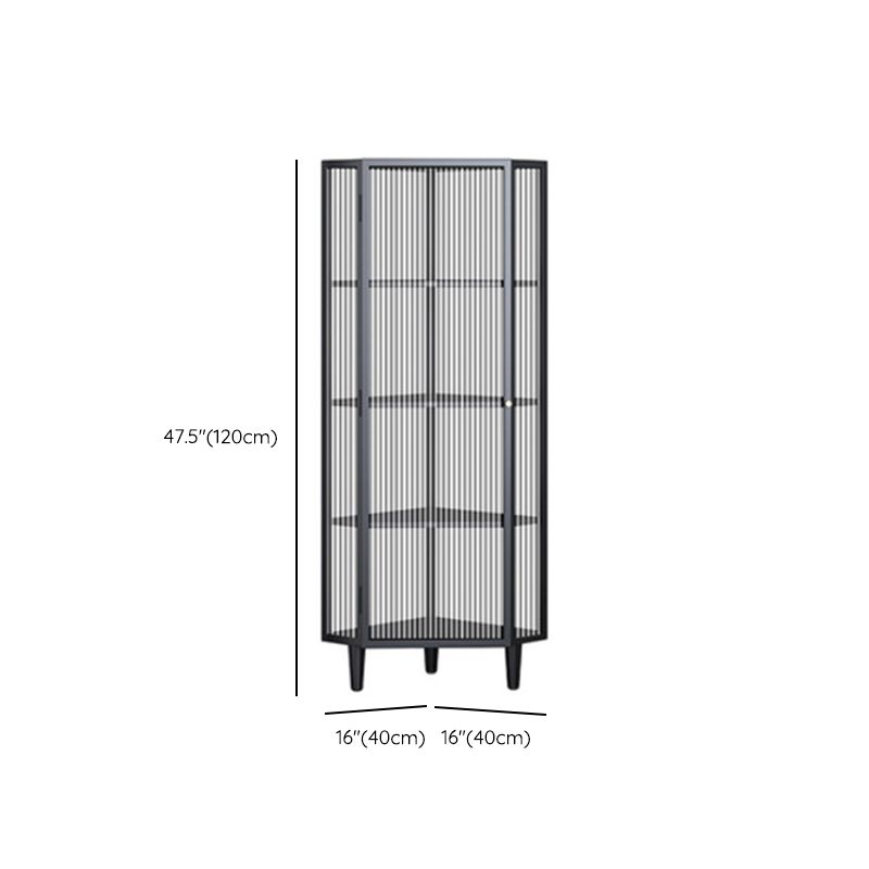 Contemporary Metal China Cabinet Glass Doors Display Cabinet with Doors for Dining Room