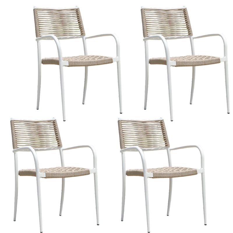 Stacking Dining Side Chair Aluminum Outdoor Bistro Chairs with Arm