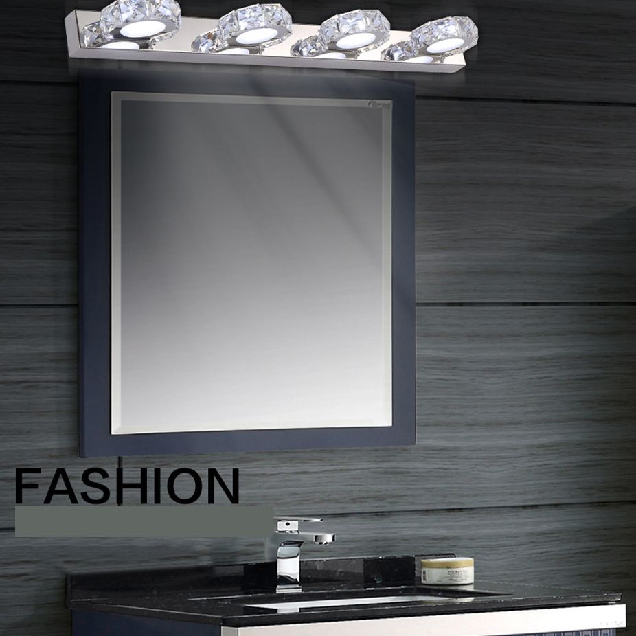 K9 Crystal Block Vanity Wall Sconce Modernism Chrome Finish LED Wall Lamp for Bath