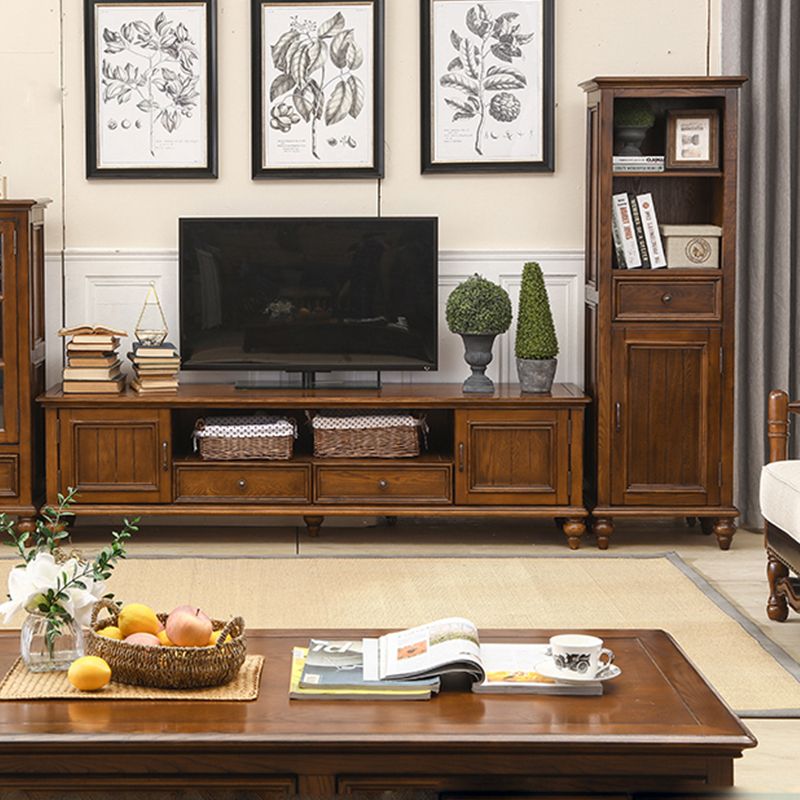 Solid Wood Home TV Stand Traditional TV Cabinet with Splayed Wood Legs