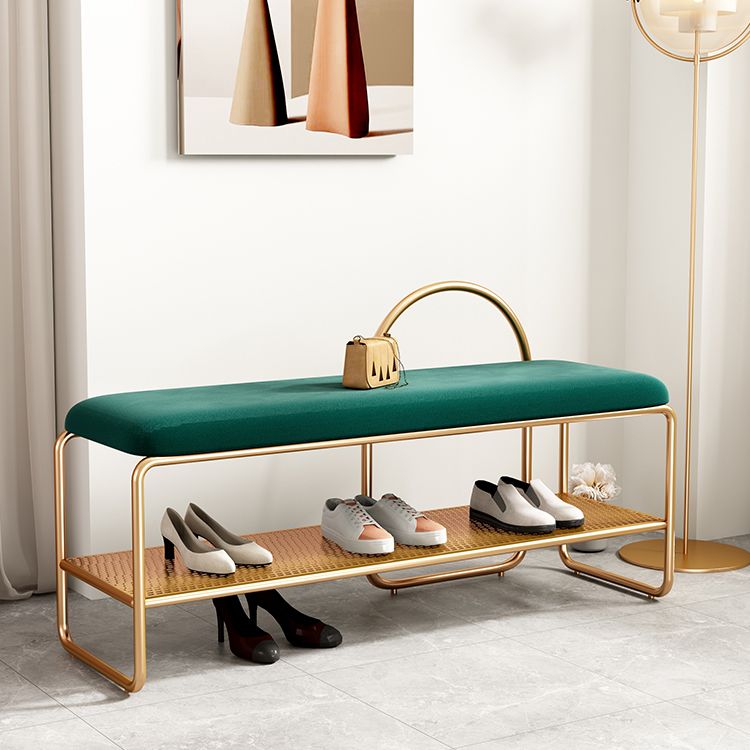 Glam Seating Bench Cushioned Shoe Storage Rectangle Entryway and Bedroom Bench