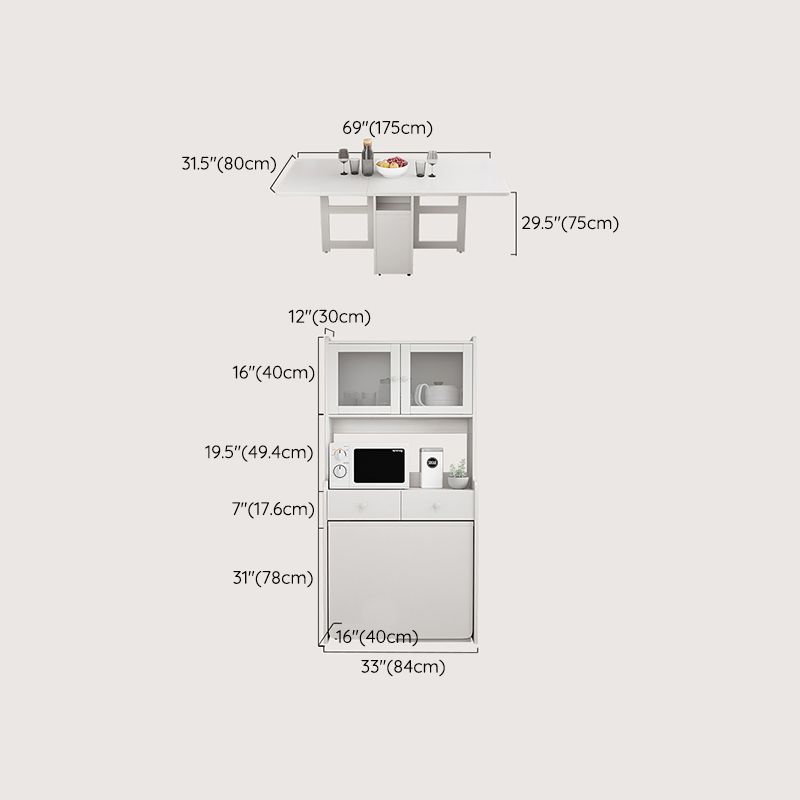 1/3 Piece Rectangle Shape Dining Room Furniture Set in White