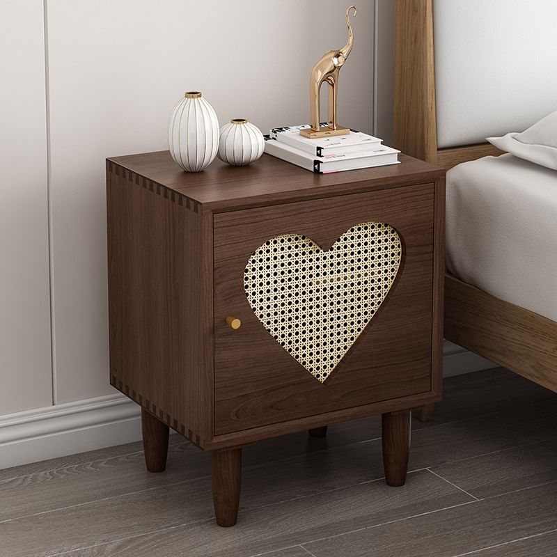 Contemporary Wood Bedside Cabinet Antique Finish Bed Nightstand