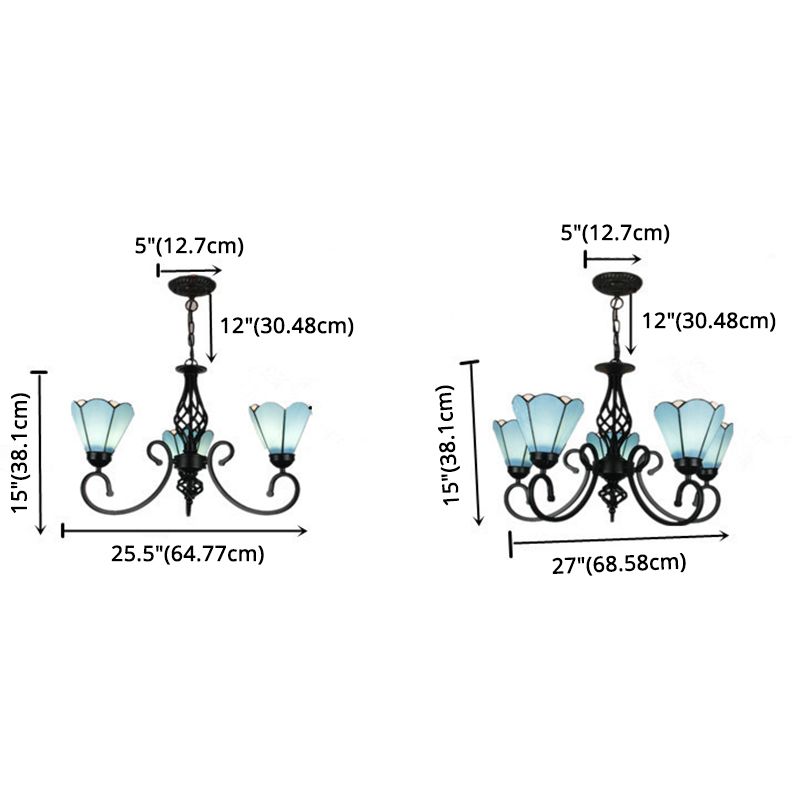 Lustre floral vintage Lumière de vitrail fabriqué à la main