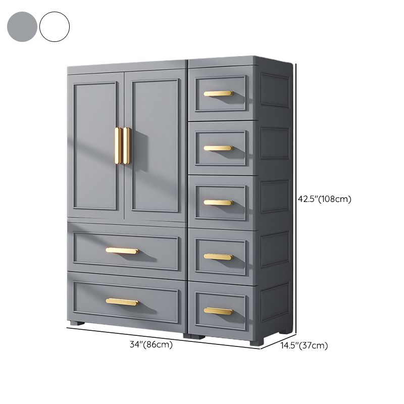 Modern Style Plastic Kids Closet Bedroom Armoire Cabinet with Door