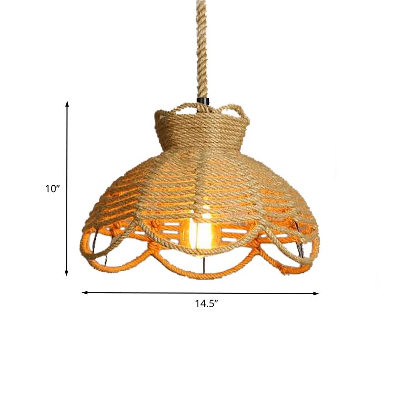 Blumenkorb Seil hängen Licht Bauernhaus 1 Kopf Restaurant Deckenlampe in Beige