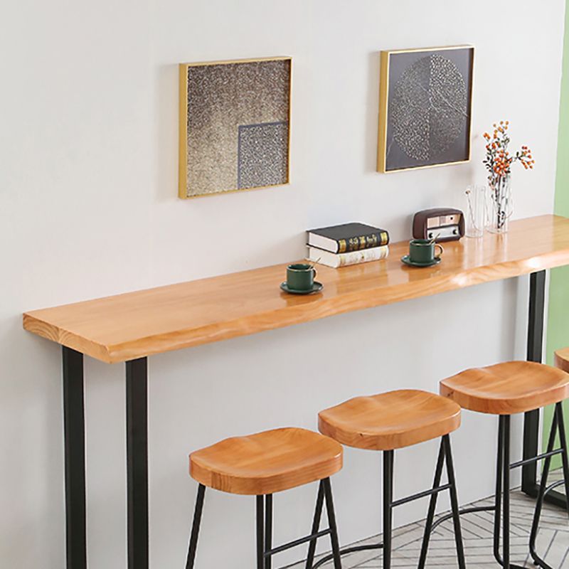 PIne Wood Bar Dining Table Modern Bar Table with Sled Base for Milk Tea Shop Kitchen