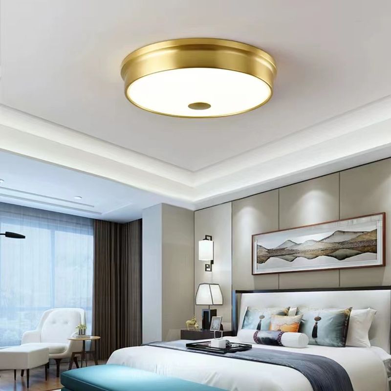 Gold Ceiling Light Modern Ceiling Mount Light with Glass Shade for Bedroom