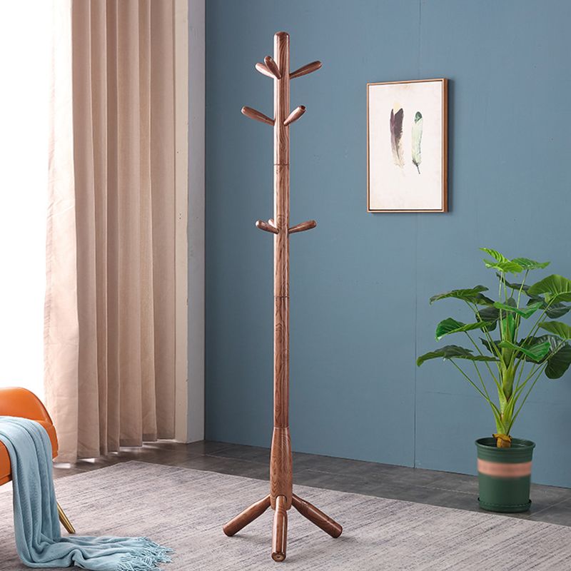 Modern Coat Rack Free Standing Solid Wood Coat Rack with Hooks Coat Hanger