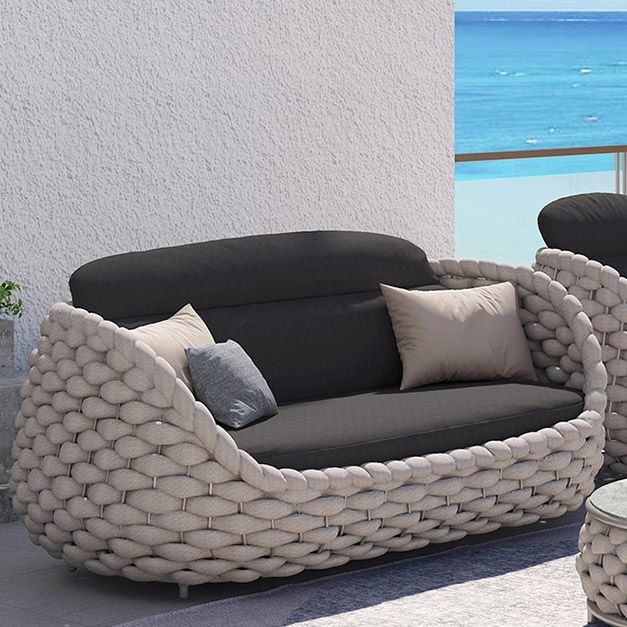 Modern Metal Patio Sofa Water Resistant Outdoor Patio Sofa with Cushions