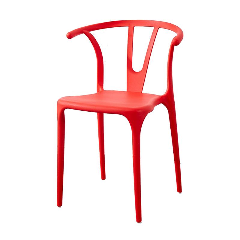 Contemporary Plastic Kitchen and Dining Room Chair Slat Back Side Chair