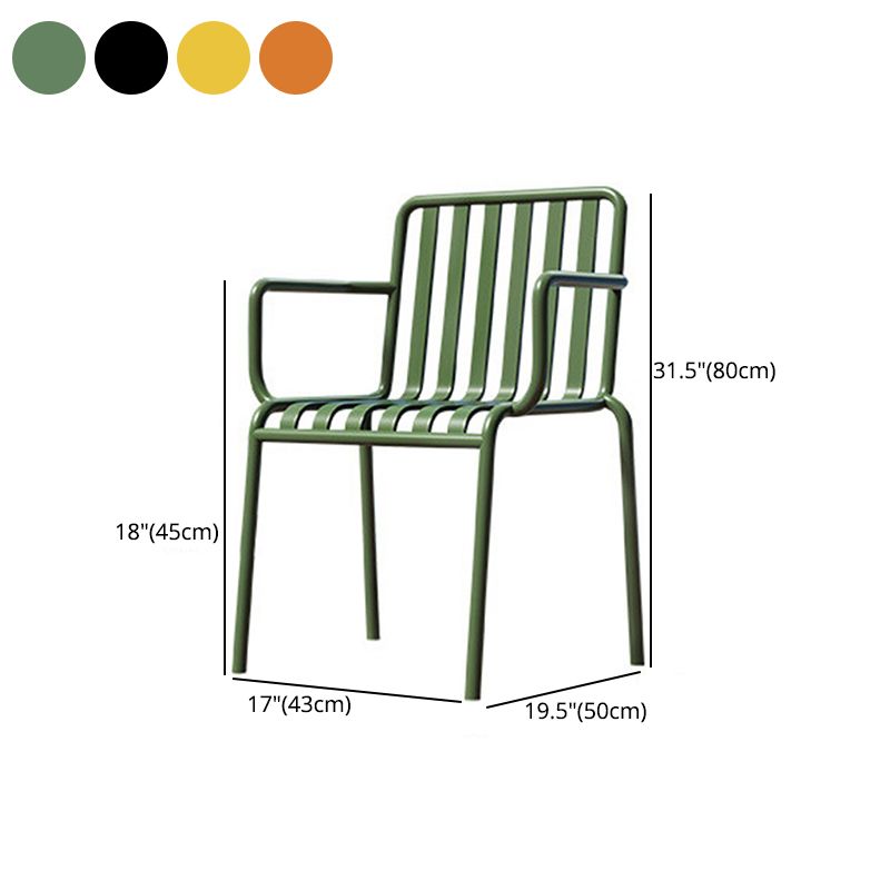 Glam Metal Kitchen and Patio Dining Side Chair Slat Back Arm Chair