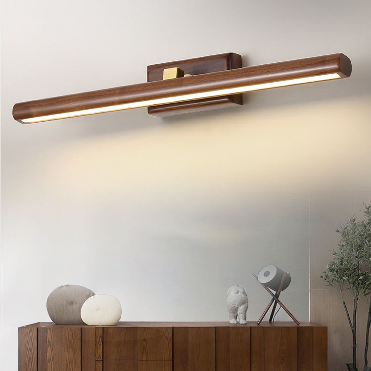 Brown Horizontal Sconce Light Fixture Contemporary Style LED Wood Wall Mount Light Fixture