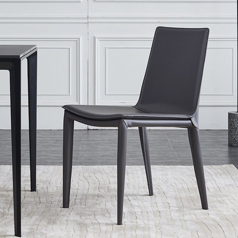 Modern Leather Dining Chair Parsons Chair in Matte Finish for Indoor