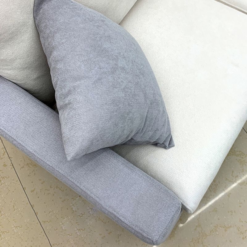 Linen Modern Standard Sofa 25.5"W Square Arm Sofa with Bolster Pillows for Living Room